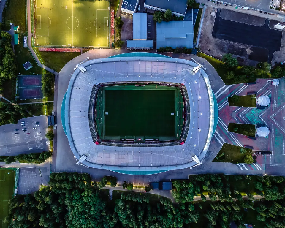 Lokomotiv stadyumunun havadan görünümü; genel futbol fotoğrafı